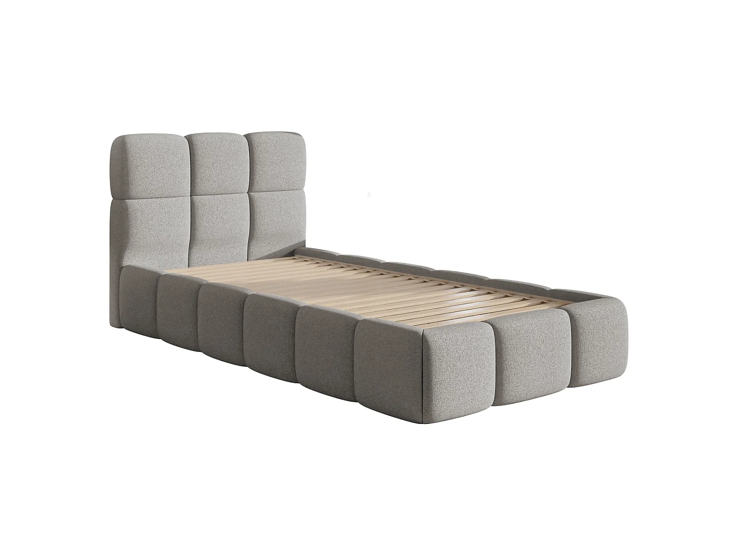 Gestoffeerd bed 90x200 cm – Chenille Lichtgrijs – CLOUDY