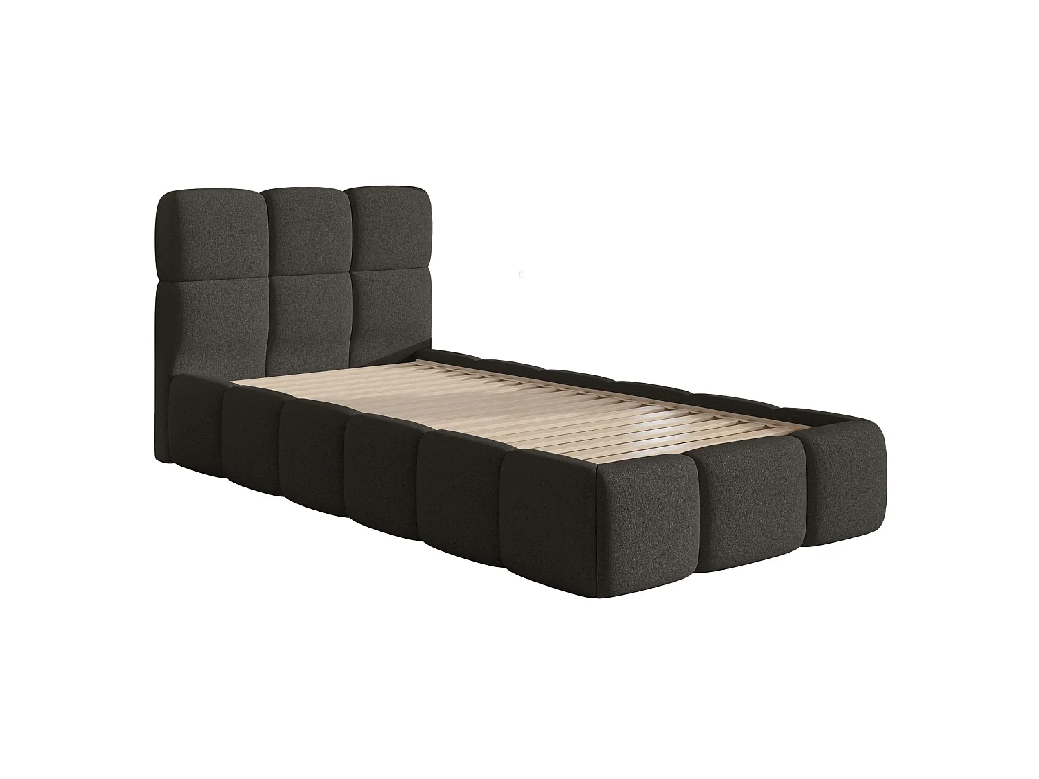 Gestoffeerd bed 90x200 cm – Chenille Grafiet – CLOUDY