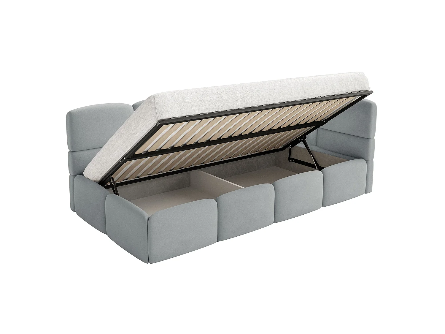 Lit ado 120x200 cm – tête de lit à droite – velours gris – CLOUDY