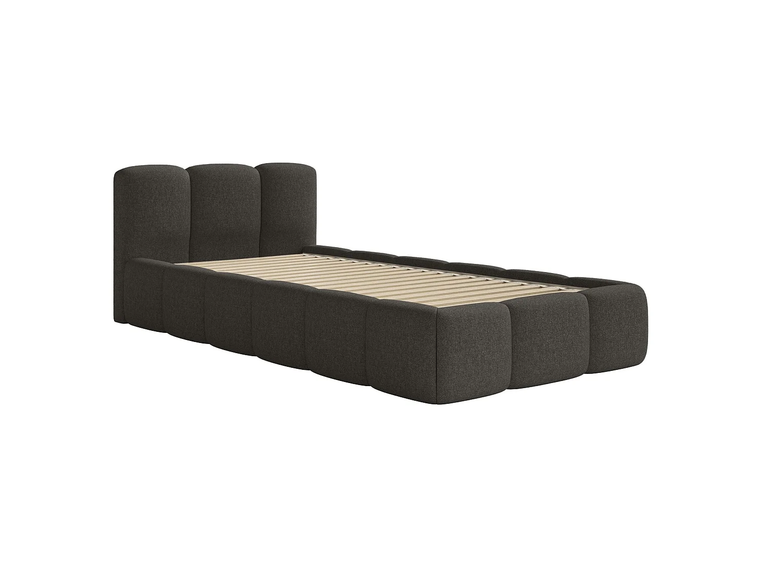 Gestoffeerd bed 90x200 cm – Chenille Grafiet – CLOUDY LOW