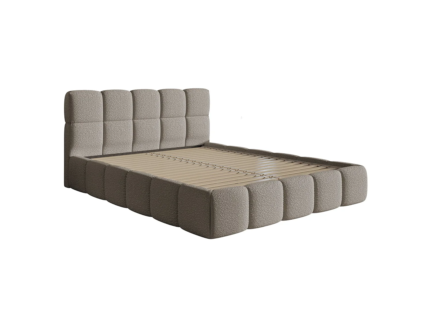 Lit rembourré 120x200 – Bouclé Vert olive – Cloudy