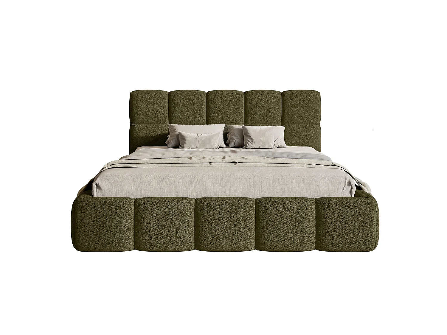 Lit rembourré 120x200 – Bouclé Vert olive – Cloudy