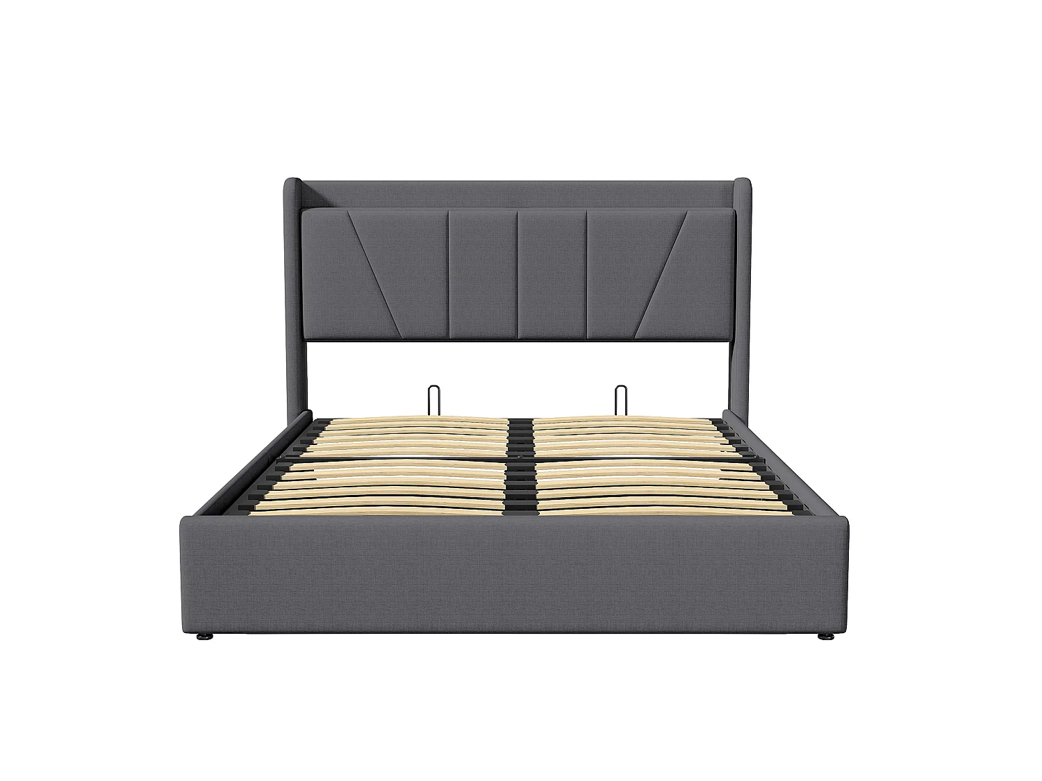 Lit Coffre 140x200 cm avec Rangement, Lit Double Rembourré avec Port 2 USB de Type C, Cadre de LIt adulte avec sommier à Lattes, Tête de Lit, Gris