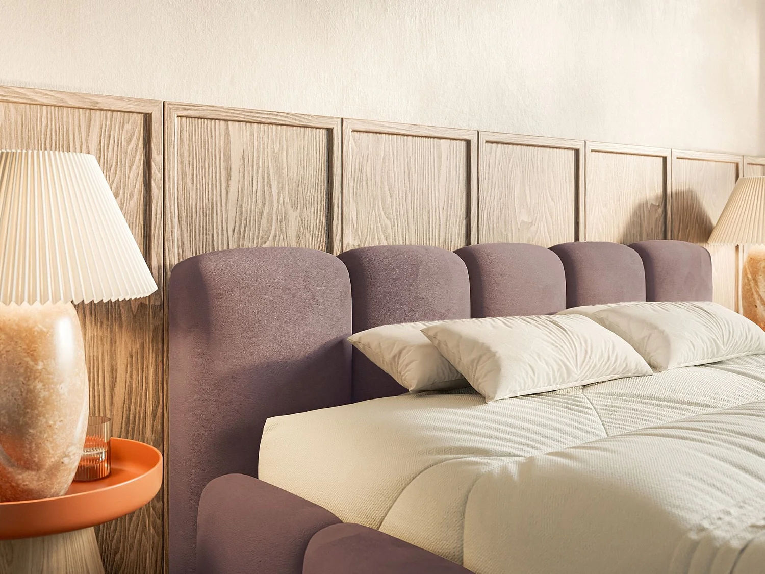 Gestoffeerd bed 120x200 – Fluweel Lichtroze – CLOUDY LOW