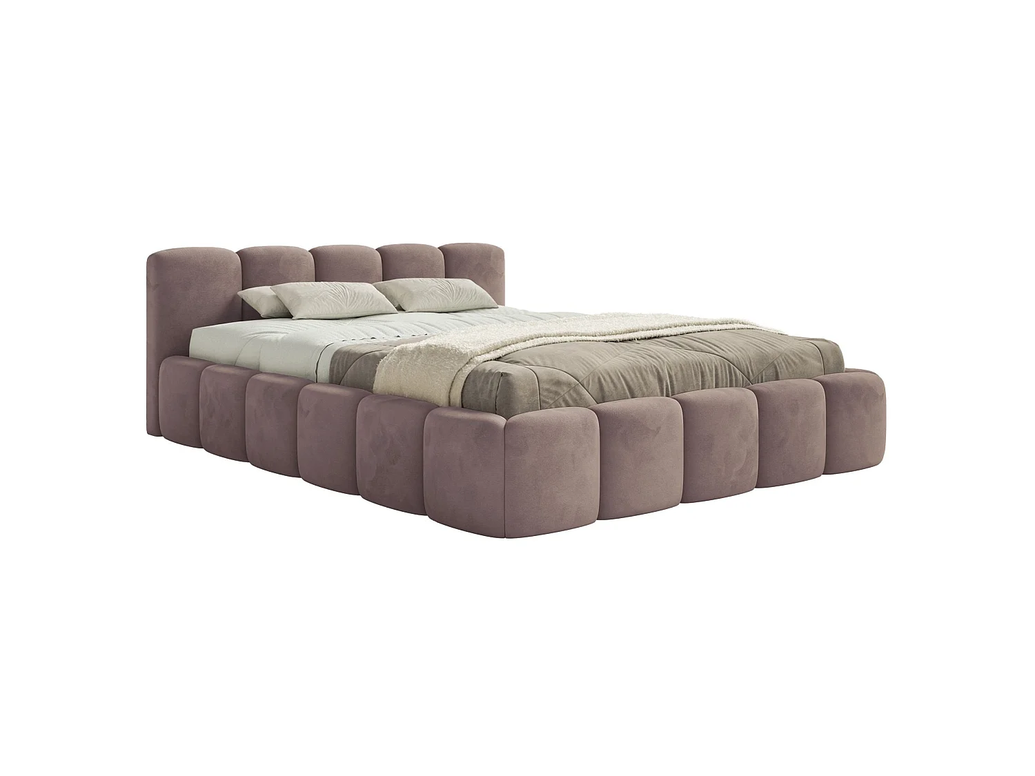 Gestoffeerd bed 120x200 – Fluweel Lichtroze – CLOUDY LOW