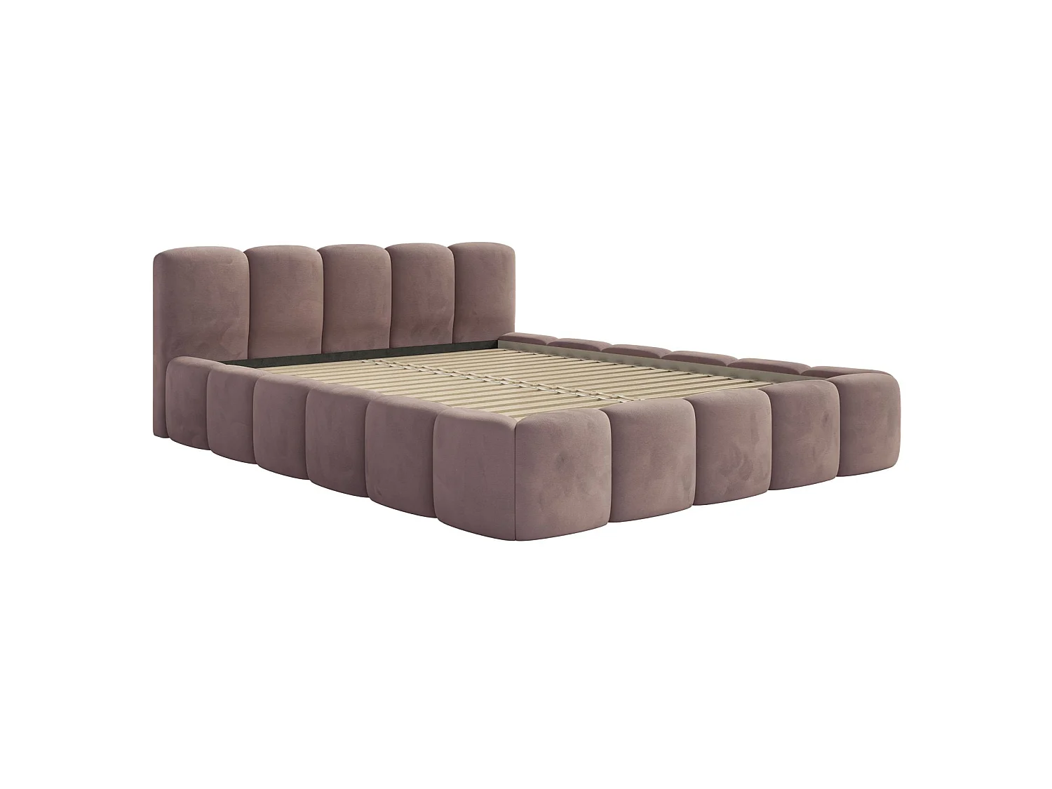 Gestoffeerd bed 120x200 – Fluweel Lichtroze – CLOUDY LOW