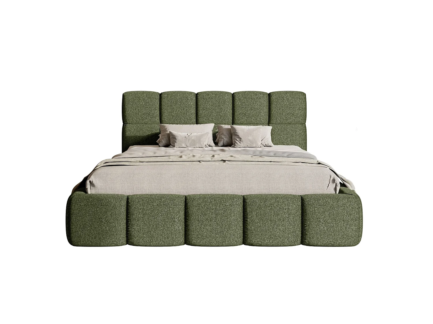 Gestoffeerd bed 120x200 – met opbergruimte – Fluweel Olijfgroen – Cloudy