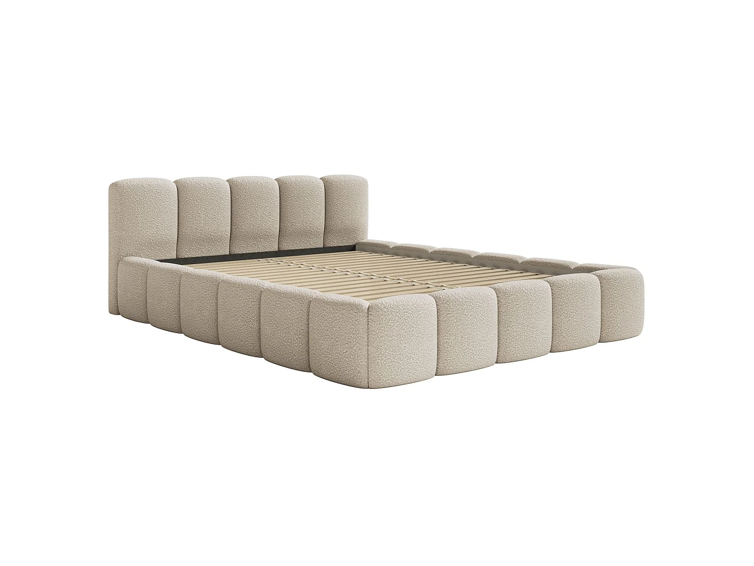 Lit rembourré 120x200 – Bouclé Beige clair – CLOUDY LOW