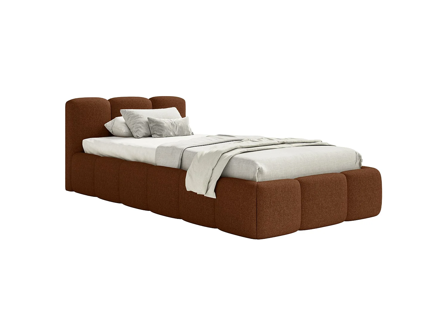 Gestoffeerd bed 90x200 cm – opbergruimte – Chenille Koper – CLOUDY LOW