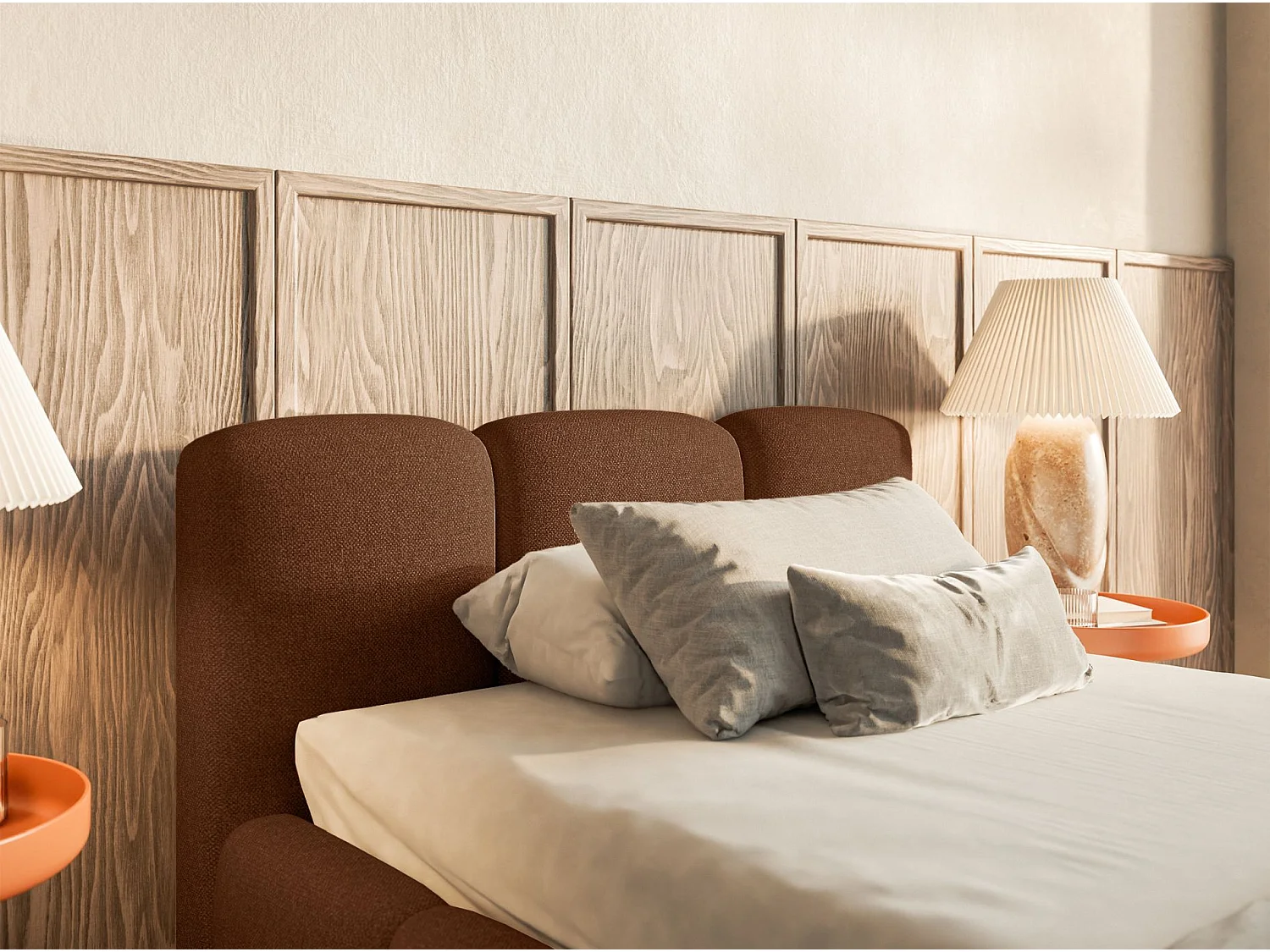 Gestoffeerd bed 90x200 cm – opbergruimte – Chenille Koper – CLOUDY LOW