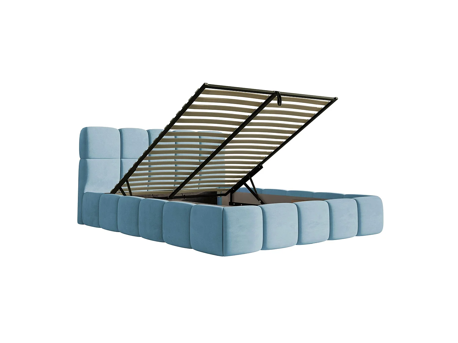 Gestoffeerd bed 120x200 – met opbergruimte – Fluweel Hemelblauw – Cloudy