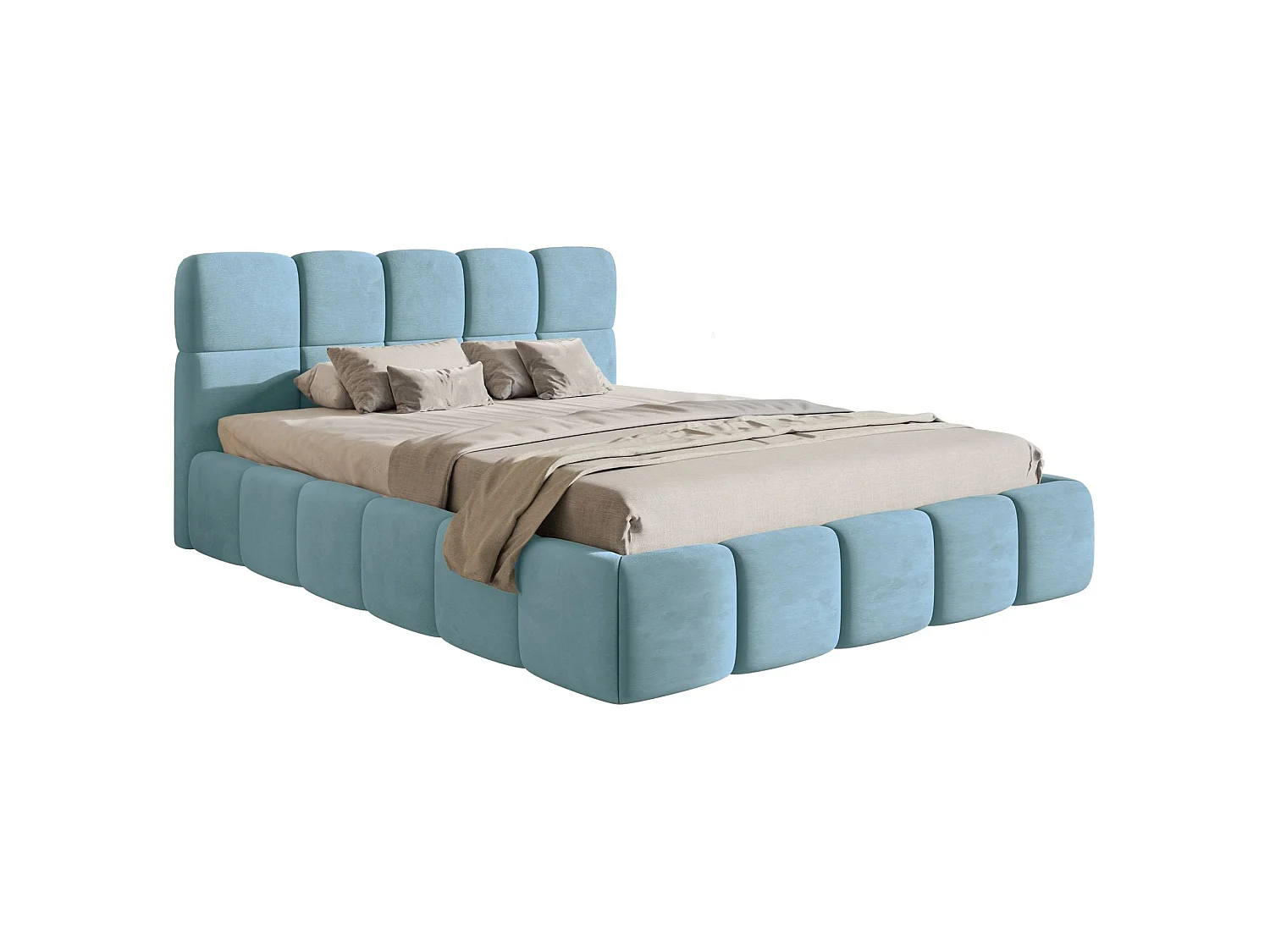 Gestoffeerd bed 120x200 – met opbergruimte – Fluweel Hemelblauw – Cloudy