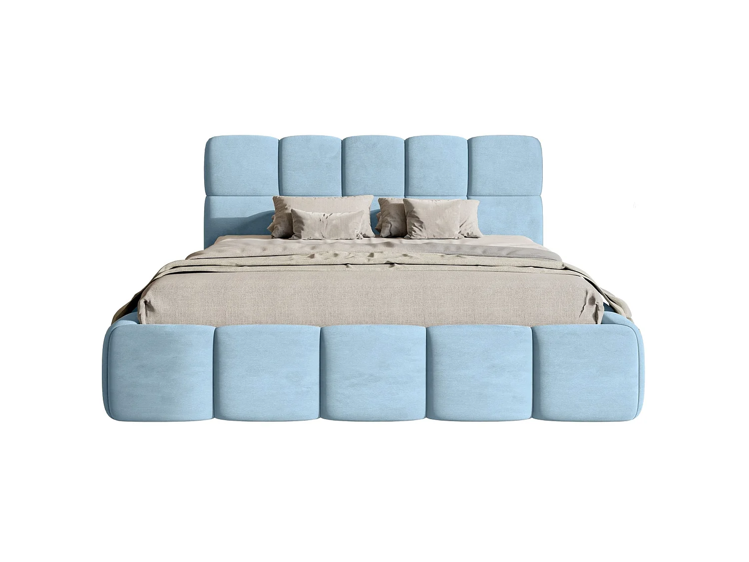 Gestoffeerd bed 120x200 – met opbergruimte – Fluweel Hemelblauw – Cloudy