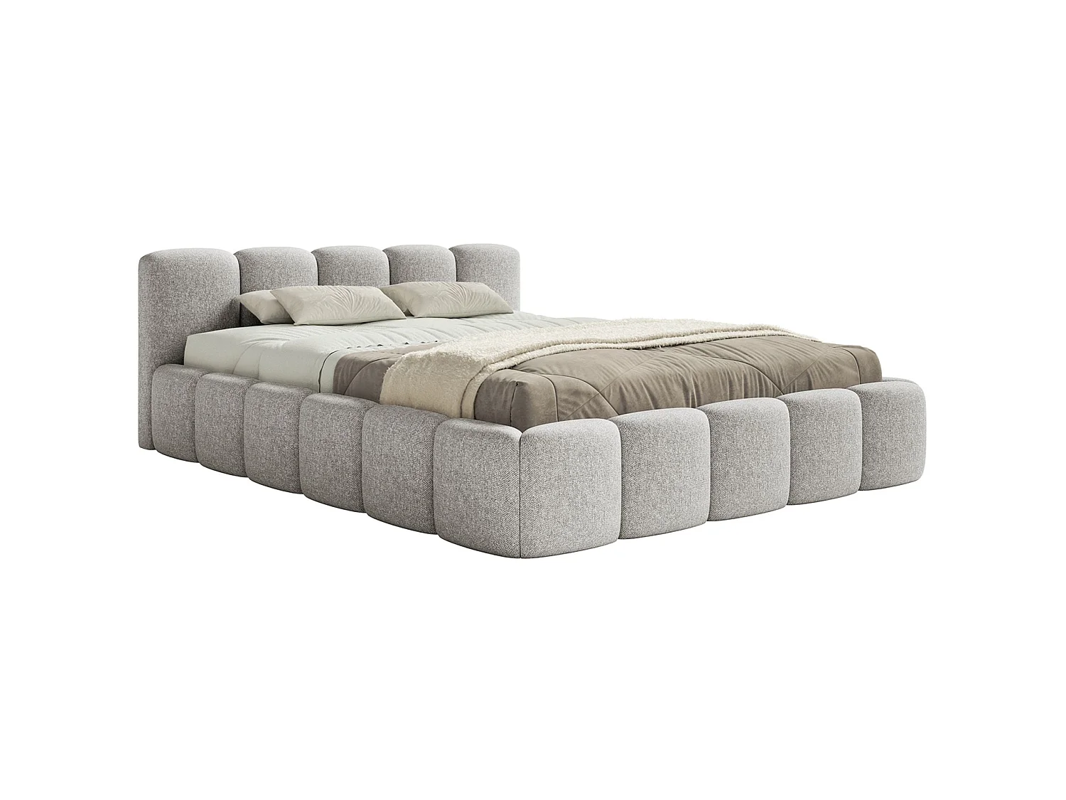 Gestoffeerd bed 120x200 – Chenille Lichtgrijs – CLOUDY LOW
