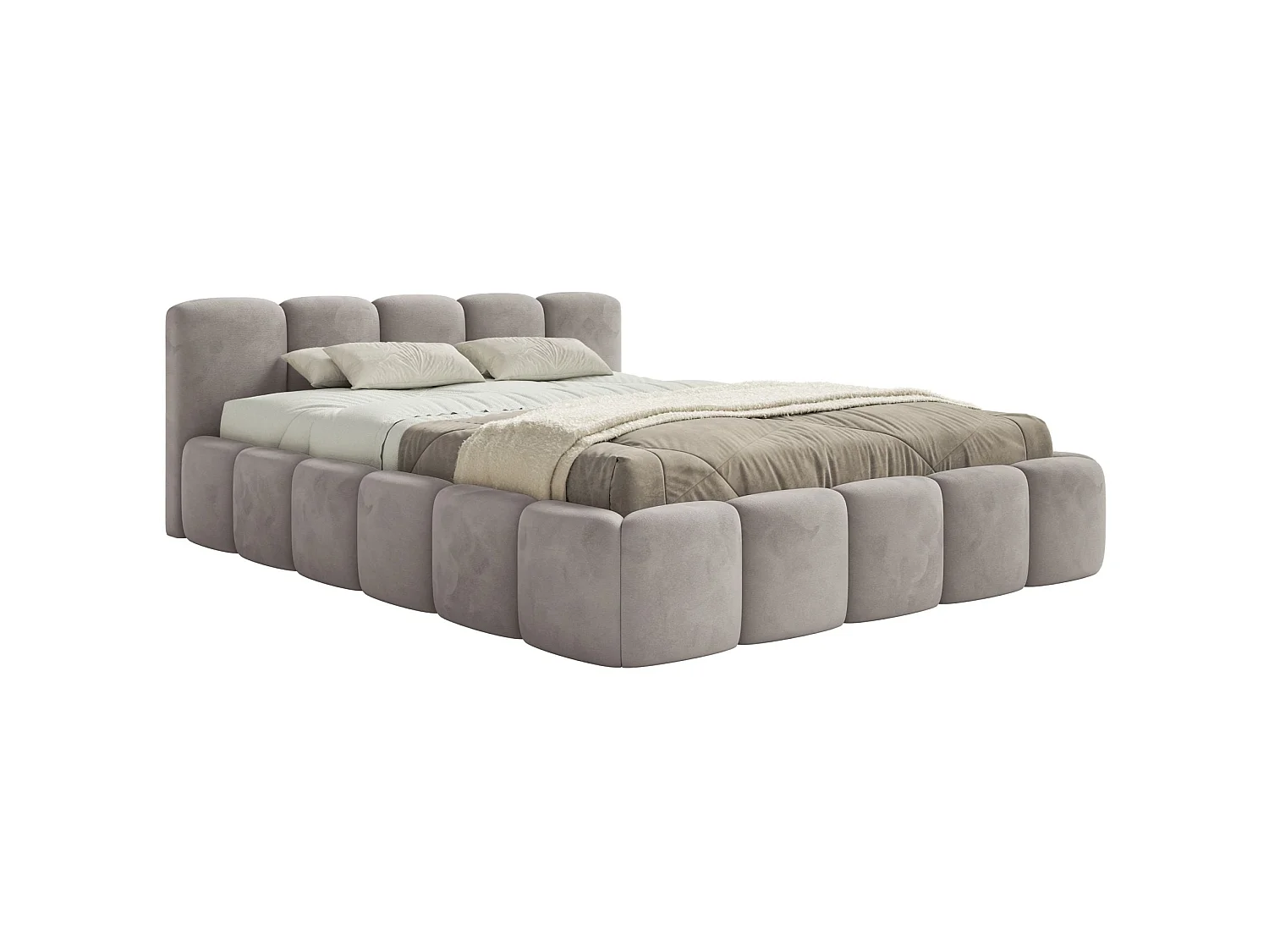 Gestoffeerd bed 120x200 – Fluweel Lichtgrijs – CLOUDY LOW