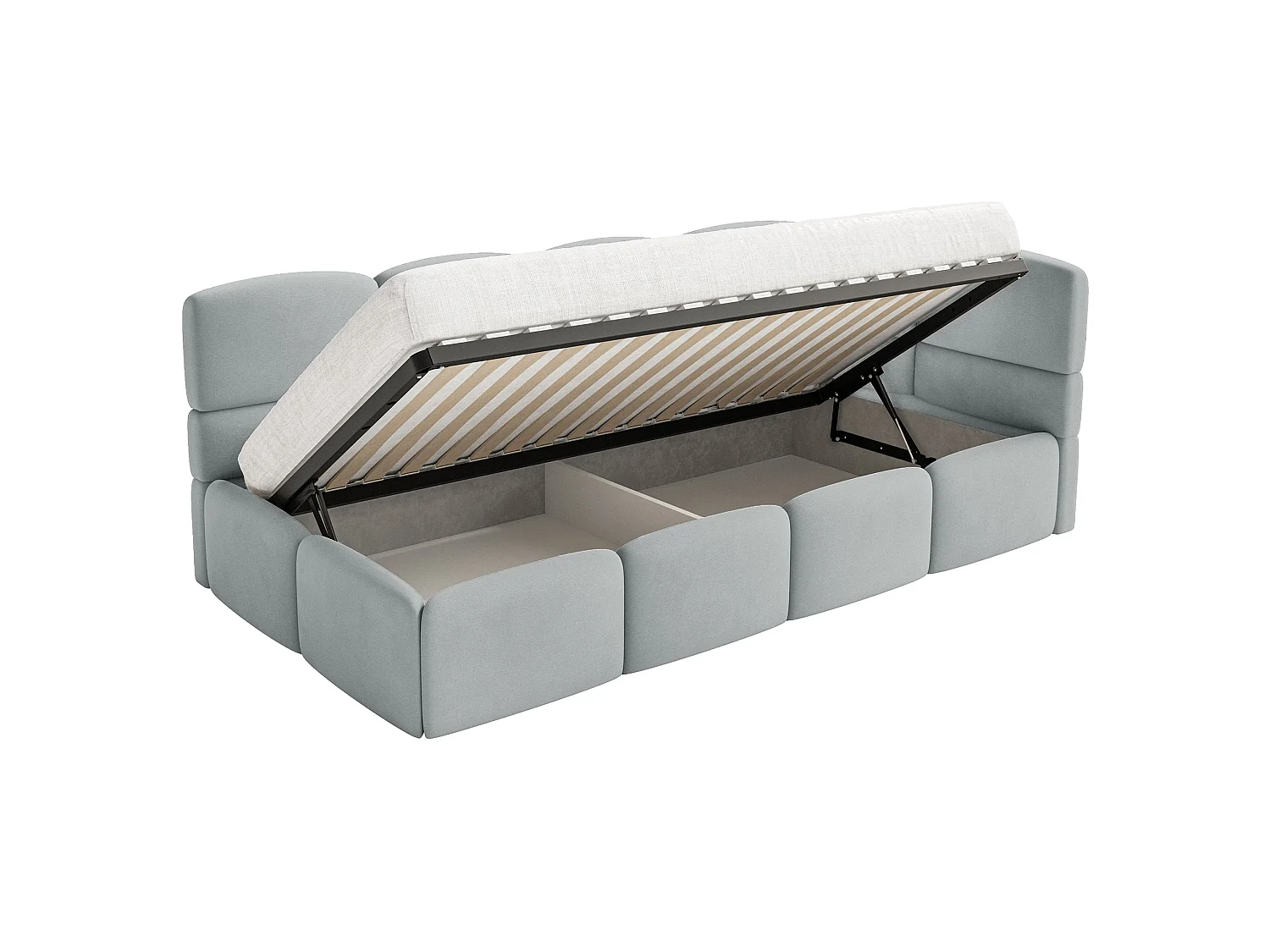 Tienerbed 90x200 met matras, hoofdbord rechts, velours Grijs – CLOUDY
