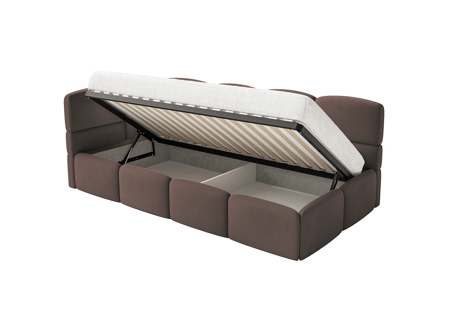 Lit ado 90x200 – tête de lit à gauche – velours Marron – CLOUDY
