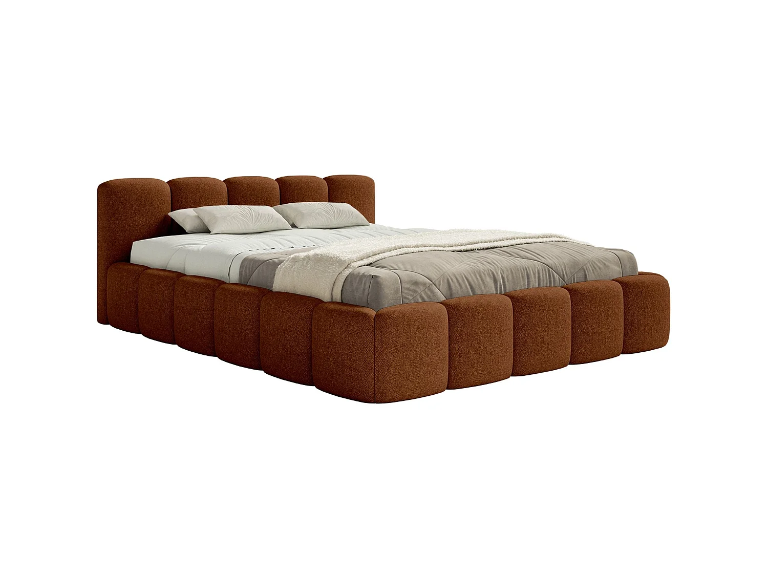 Lit rembourré 120x200 – Chenille Cuivre – CLOUDY LOW