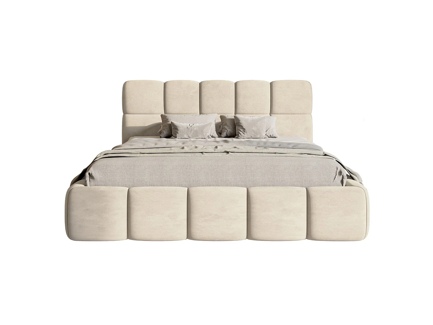 Lit rembourré 120x200 – Velours Beige clair – Cloudy
