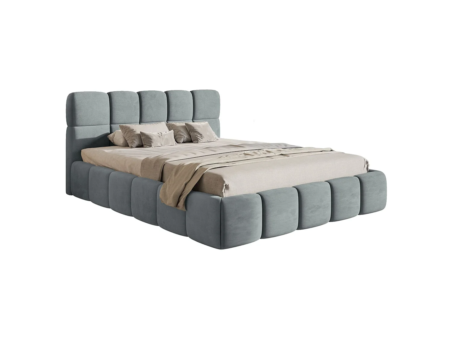 Gestoffeerd bed 120x200 – met opbergruimte – Fluweel Grijs – Cloudy