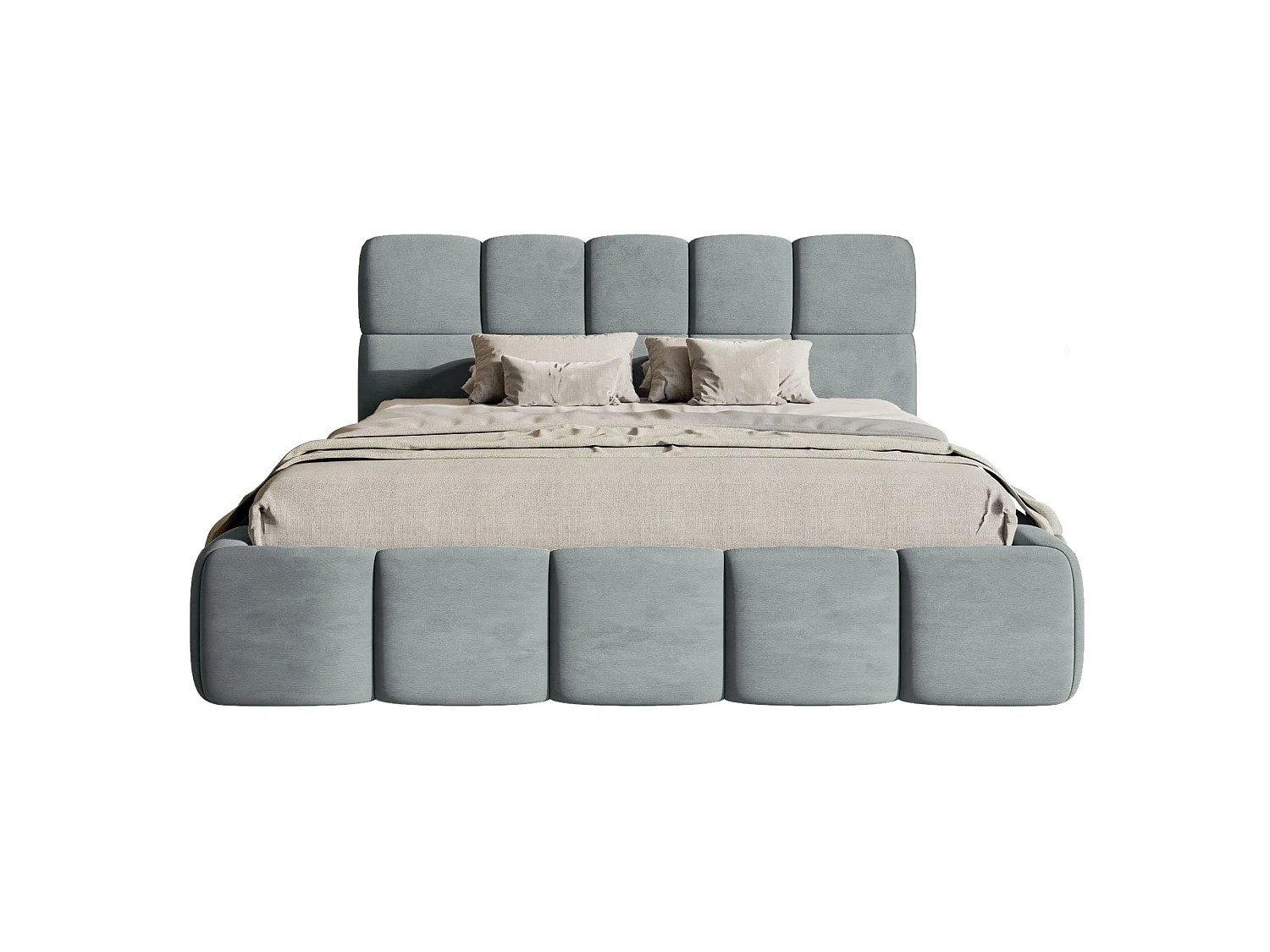 Gestoffeerd bed 120x200 – met opbergruimte – Fluweel Grijs – Cloudy