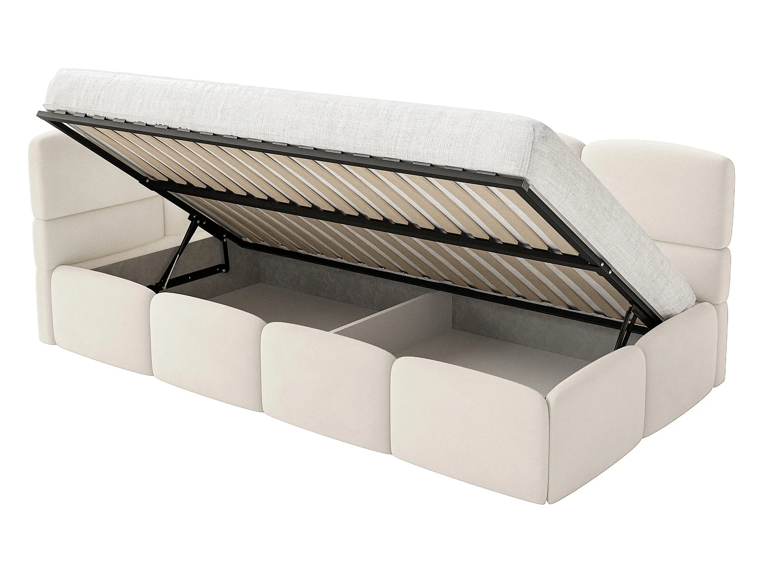 Lit ado 120x200 cm – tête de lit à gauche – velours crème – CLOUDY