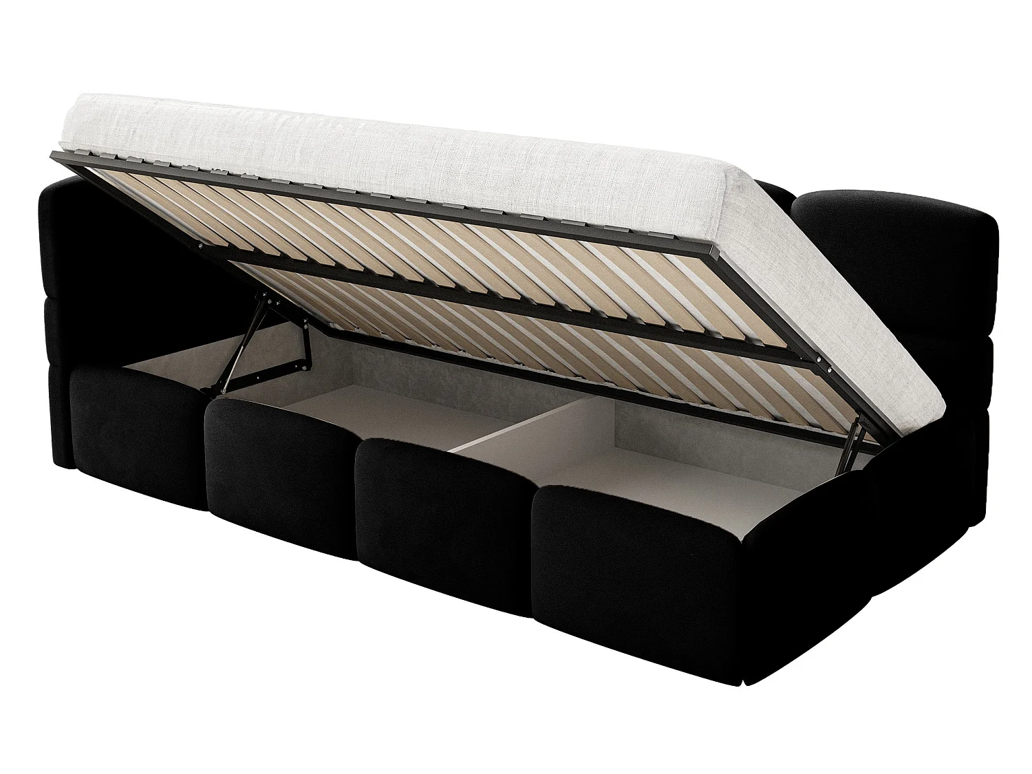 Lit ado 120x200 cm – tête de lit à gauche – velours noir – CLOUDY