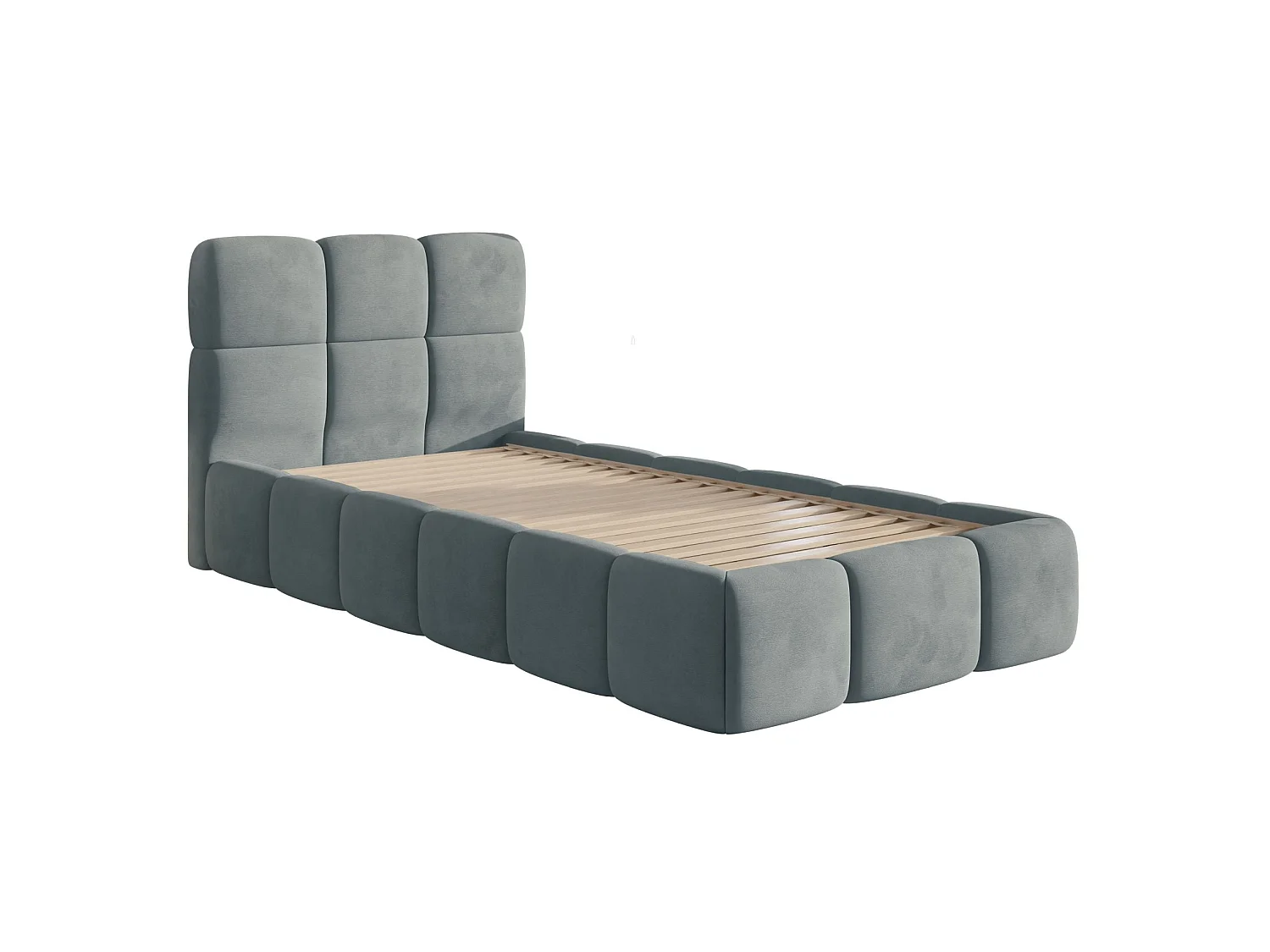 Gestoffeerd bed 90x200 cm – Fluweel Grijs – CLOUDY