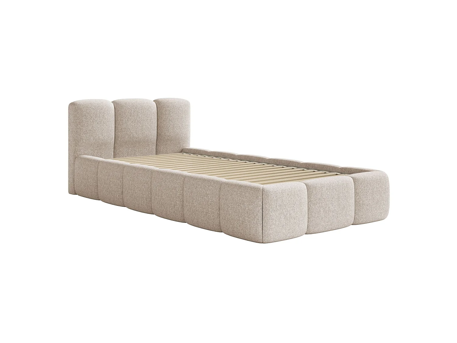 Gestoffeerd bed 90x200 cm – Chenille Lichtbeige – CLOUDY LOW