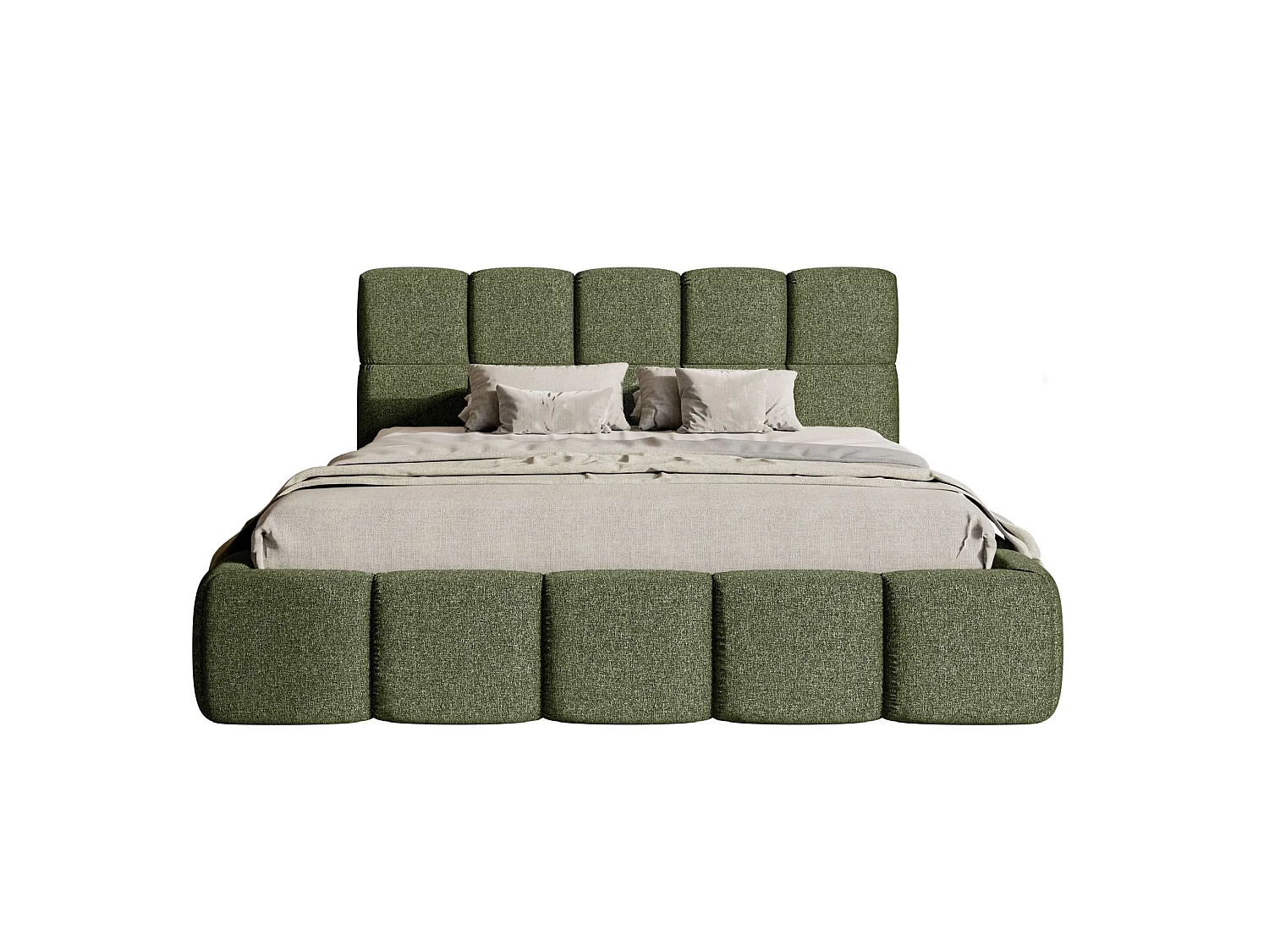 Lit rembourré 120x200 – Chenille Vert olive – Cloudy