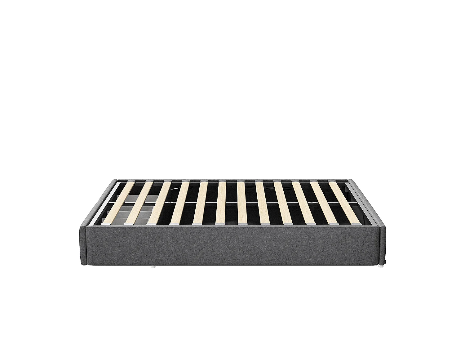 Lit Coffre 160x200 cm, lit Double Moderne avec Espace de Rangement hydraulique et 2 tiroirs, Cadre de Lits avec sommier à Lattes en Bois, Gris