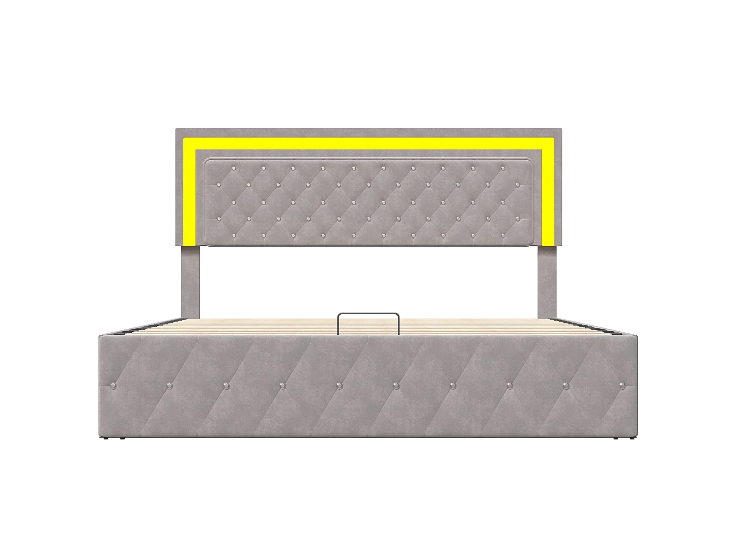 Lit Coffre 140x200 cm Tête de Lits Réglable, Lit Double Rembourré avec Rangement Hydraulique, Lits adulte pour Adultes, Adolescents, Velours, Beige