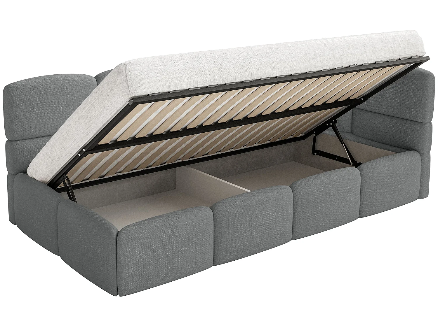 Tienerbed 120x200 – bouclé – donkergrijs – links – CLOUDY