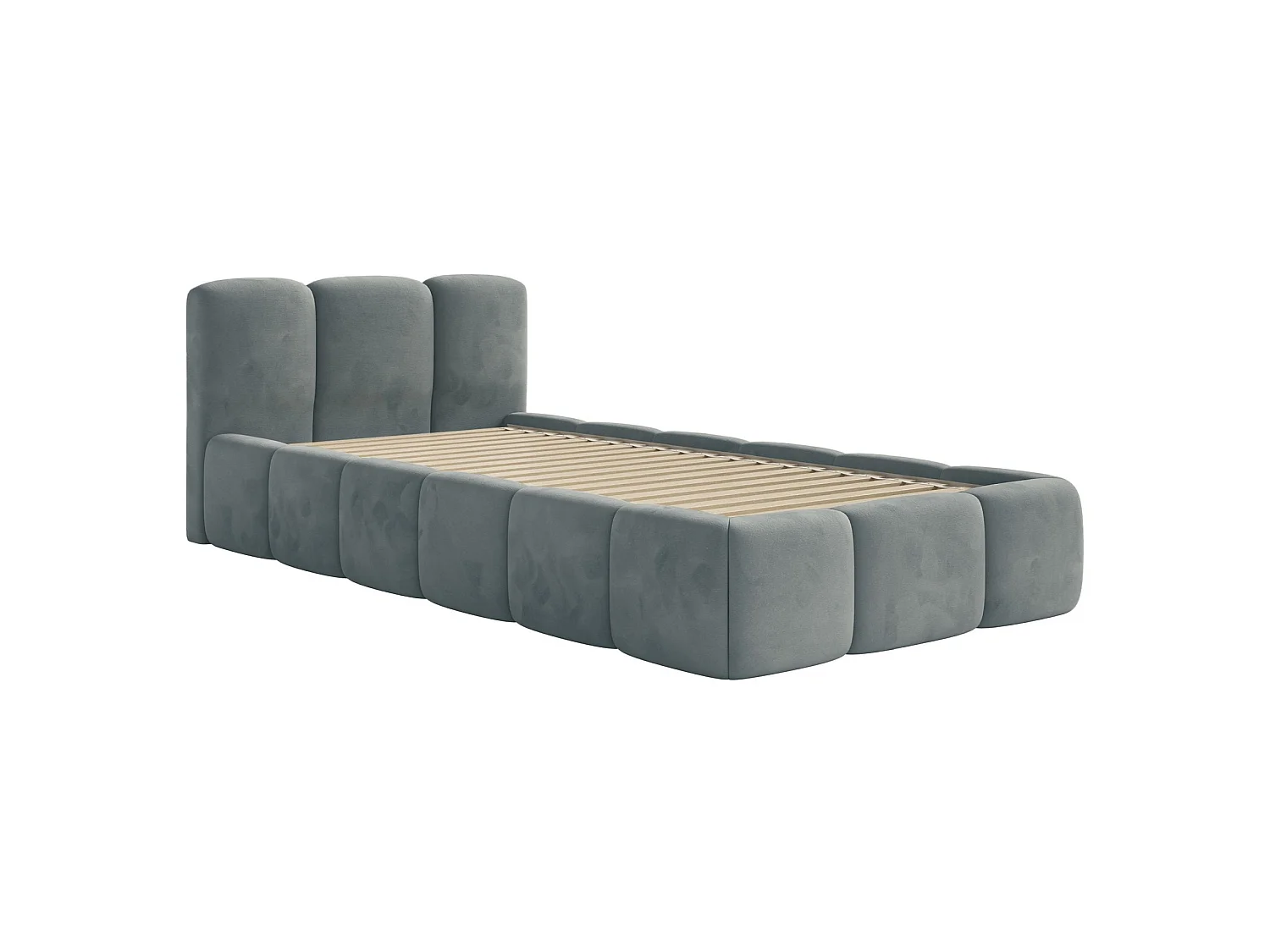 Gestoffeerd bed 90x200 cm – Fluweel Grijs – CLOUDY LOW