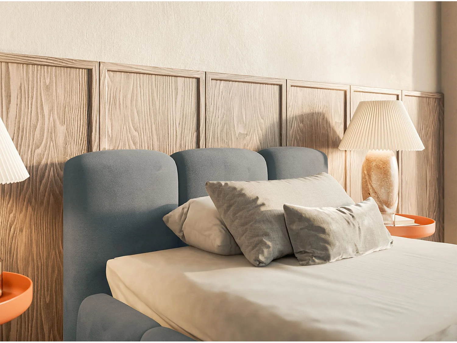 Gestoffeerd bed 90x200 cm – Fluweel Grijs – CLOUDY LOW