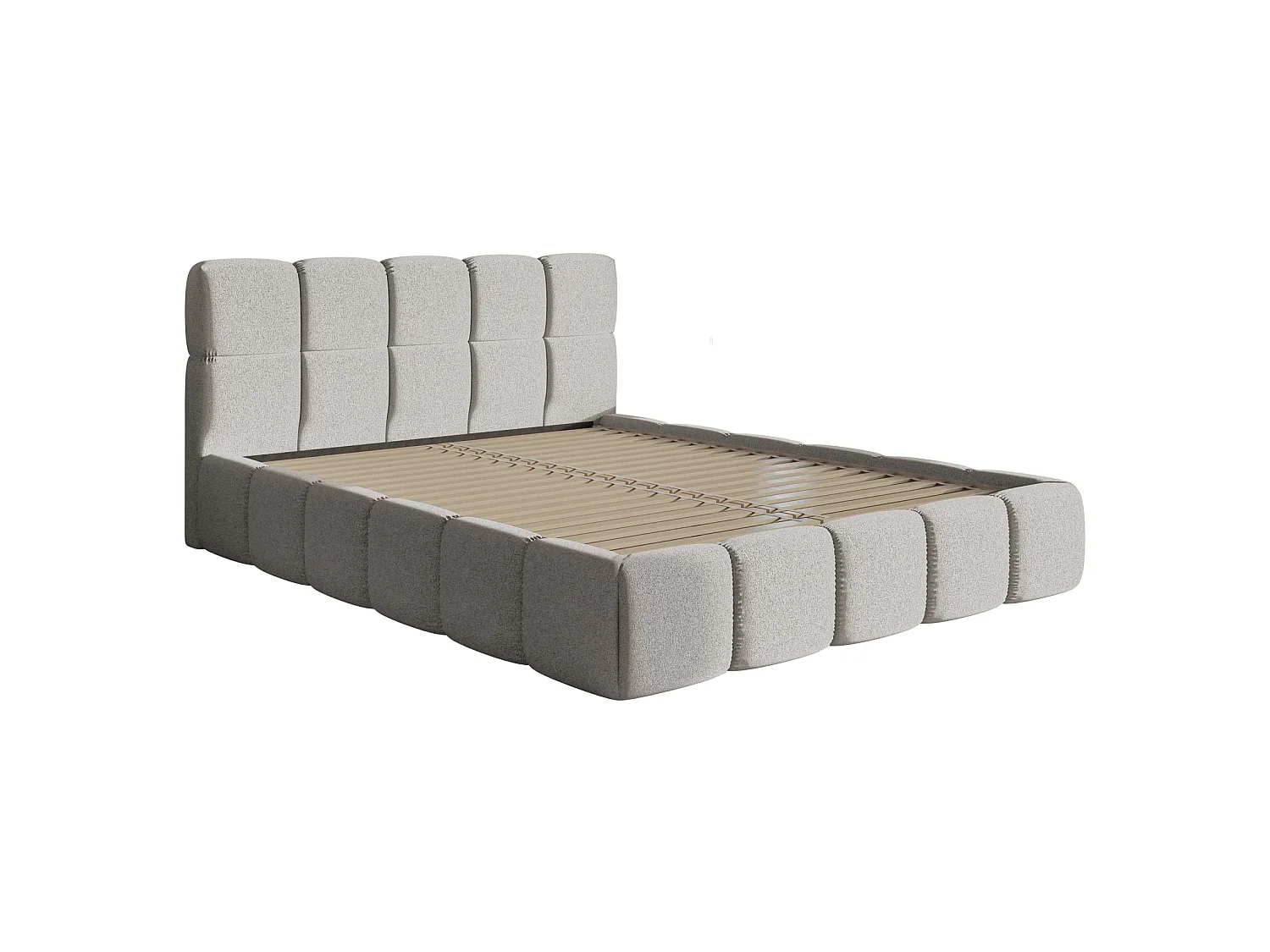 Gestoffeerd bed 120x200 – Chenille Lichtgrijs – Cloudy