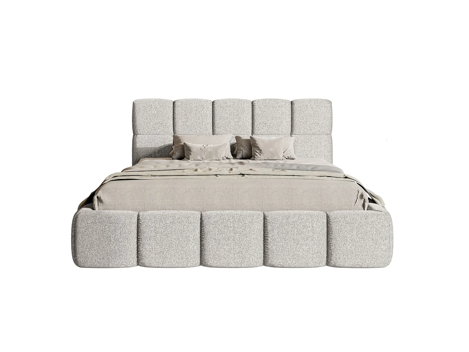 Gestoffeerd bed 120x200 – Chenille Lichtgrijs – Cloudy