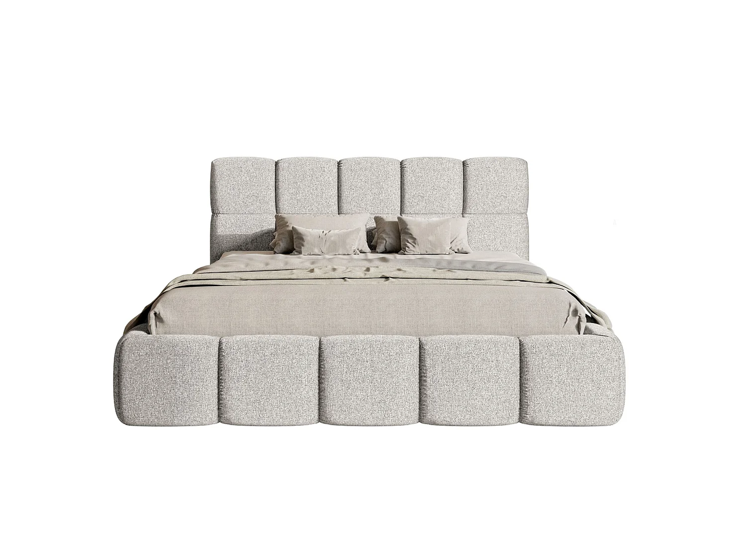 Lit rembourré 120x200 – avec coffre – Chenille Gris clair – Cloudy