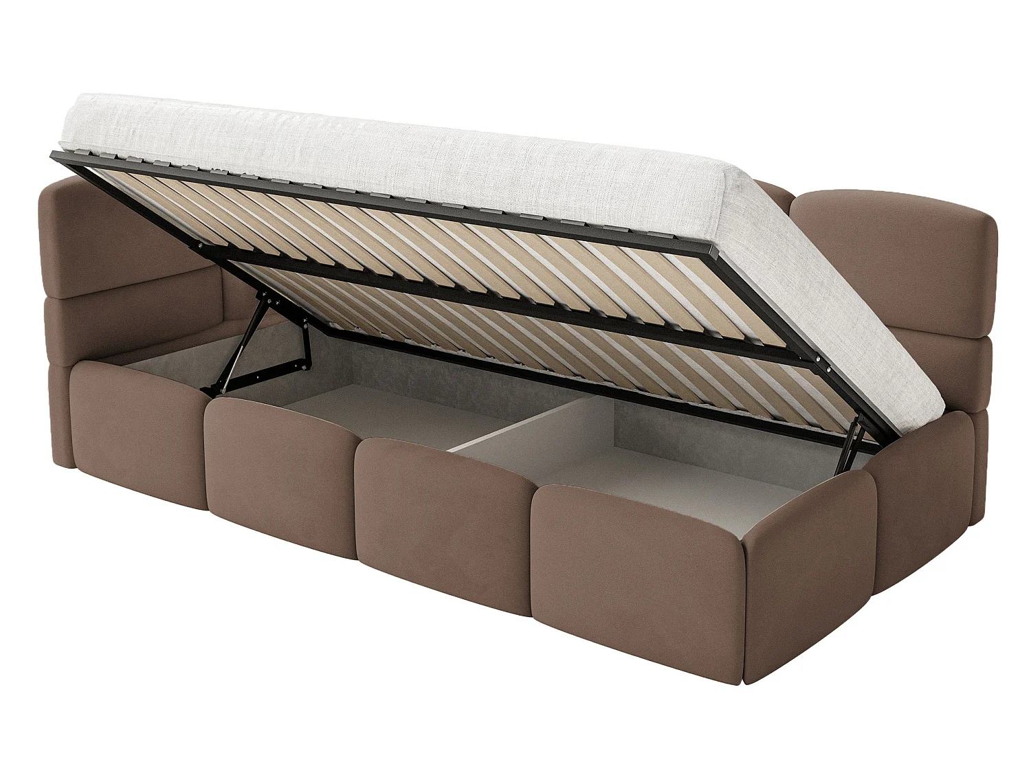Lit ado 120x200 cm – tête de lit à gauche – velours brun – CLOUDY