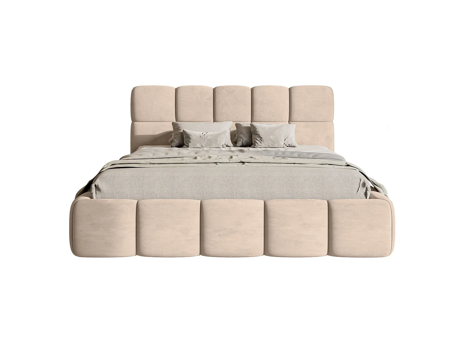 Lit rembourré 120x200 – avec coffre – Velours Beige – Cloudy