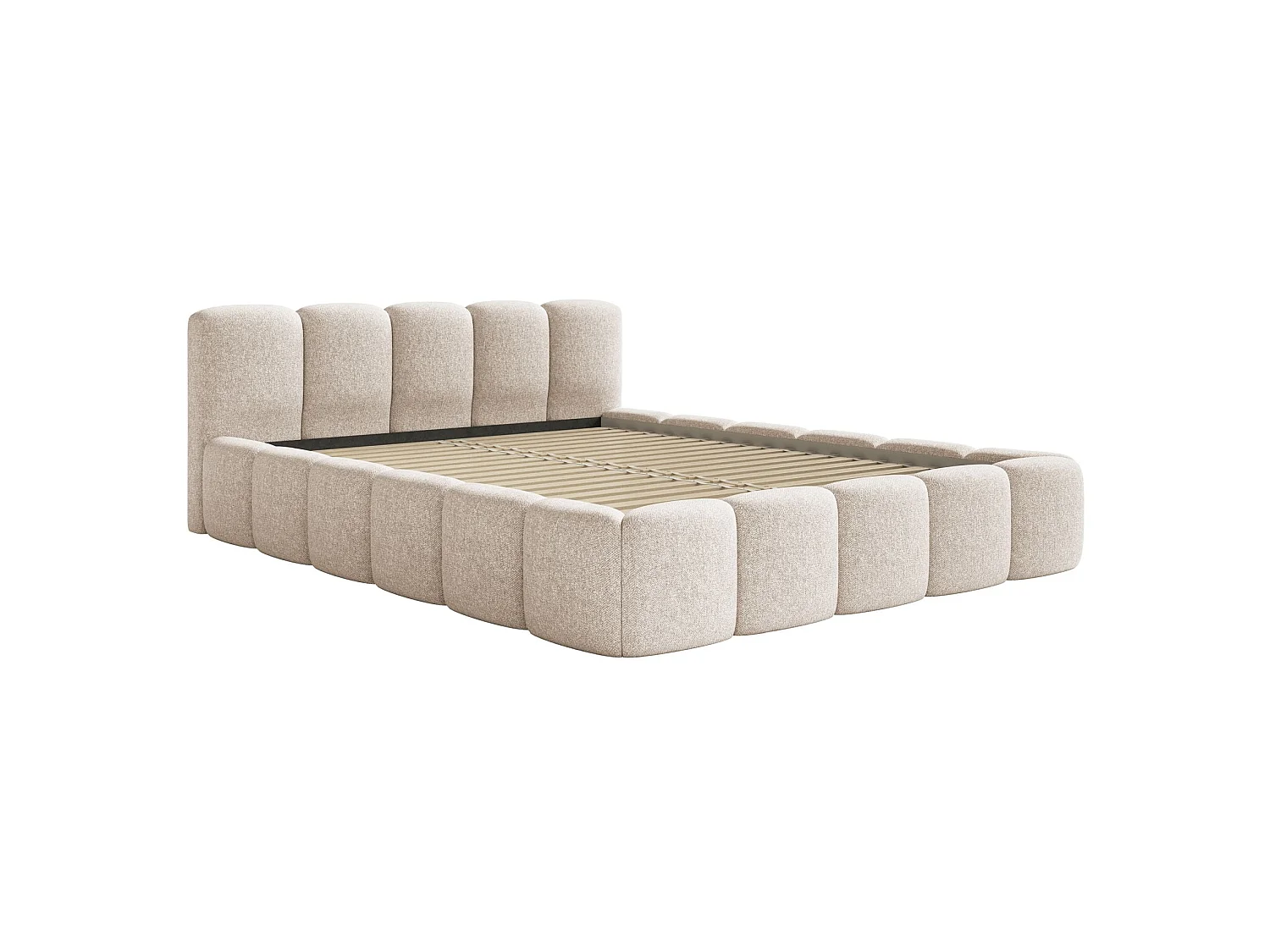 Lit rembourré 120x200 – Chenille Beige clair – CLOUDY LOW