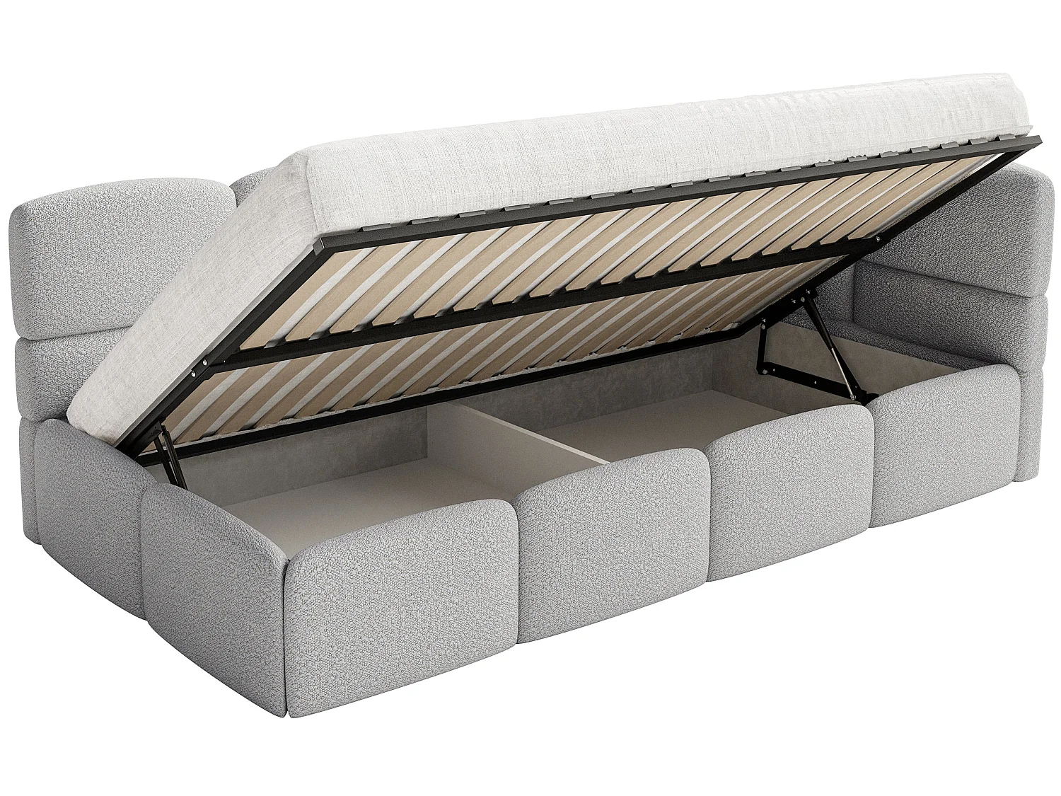 Lit ado 120x200 cm – tête de lit à droite – bouclé gris clair – CLOUDY