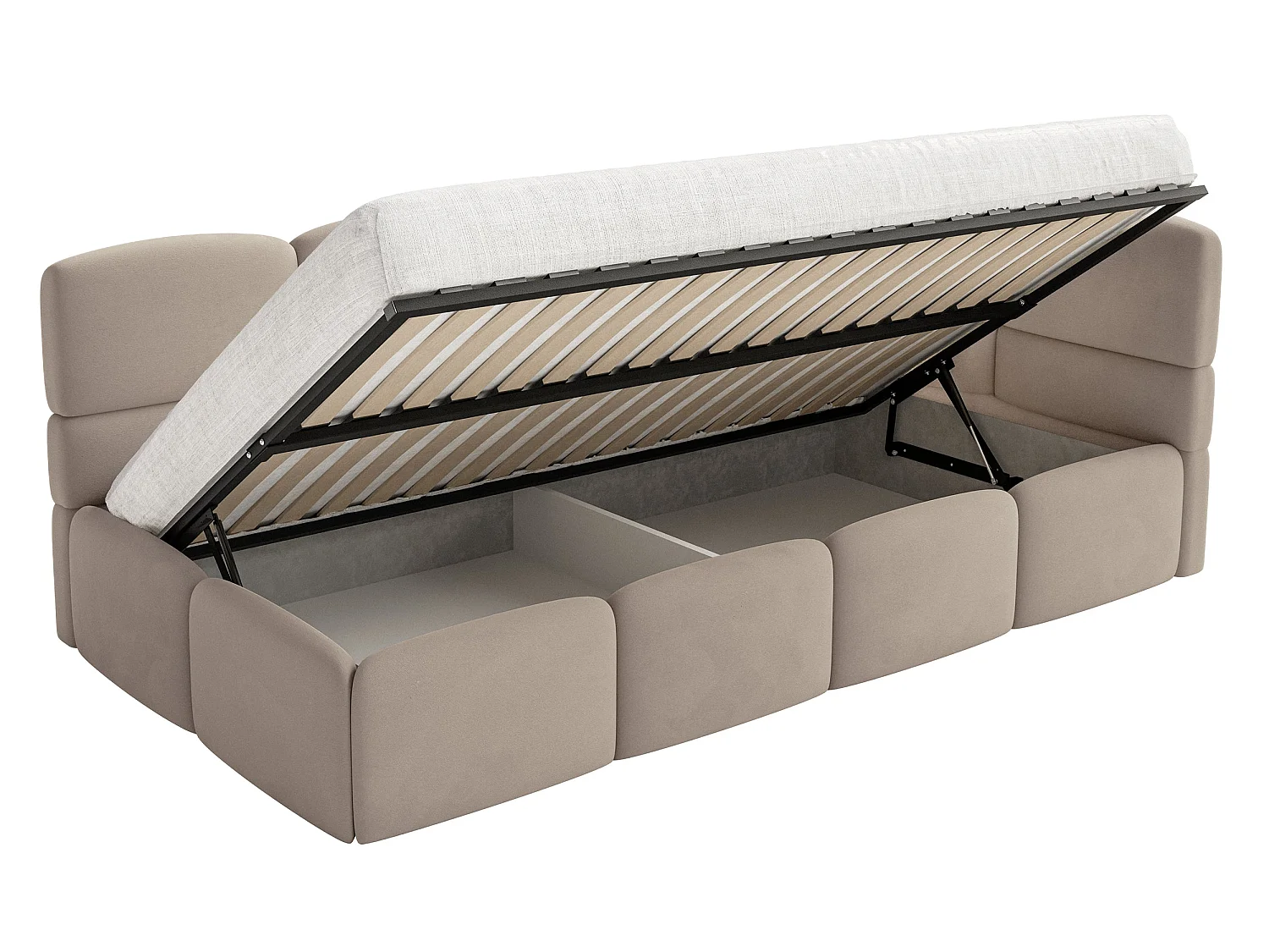 Lit ado 120x200 cm – tête de lit à droite – velours beige – CLOUDY