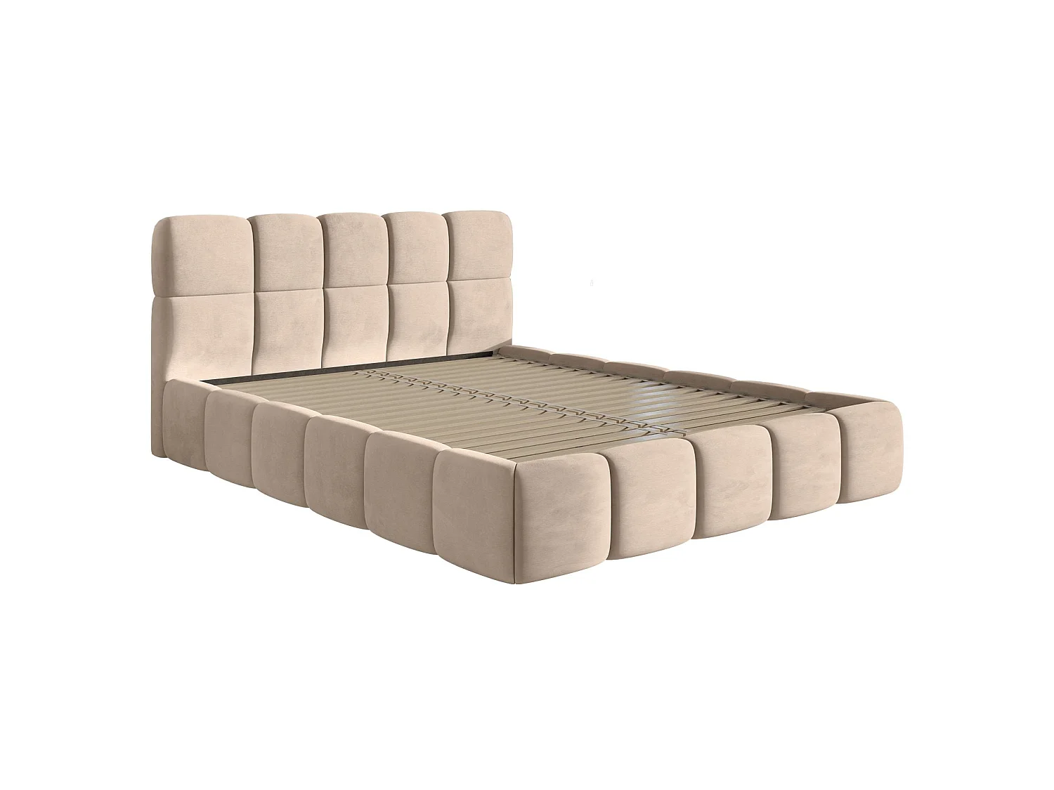 Gestoffeerd bed 120x200 – Fluweel Beige – Cloudy