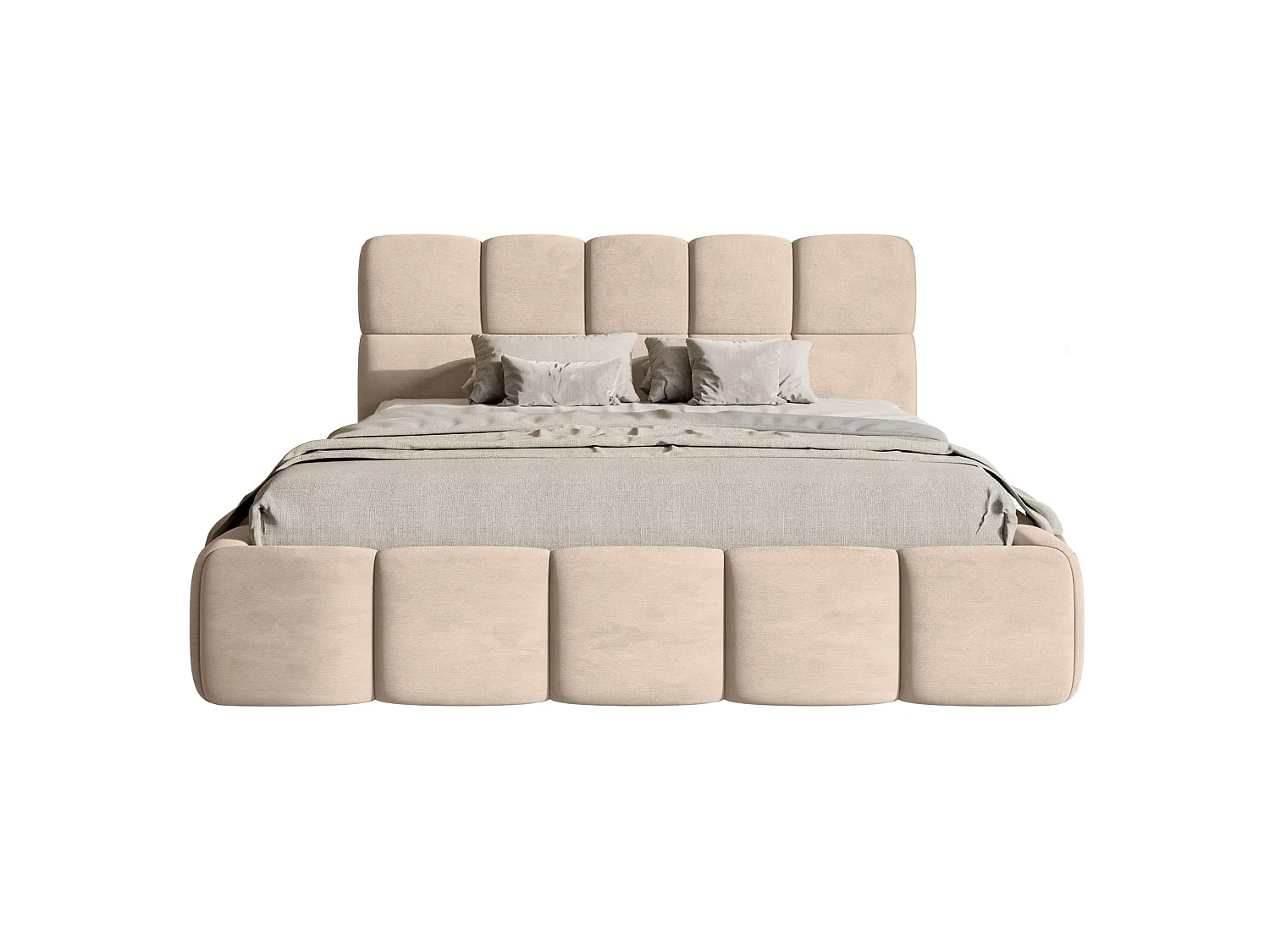 Gestoffeerd bed 120x200 – Fluweel Beige – Cloudy