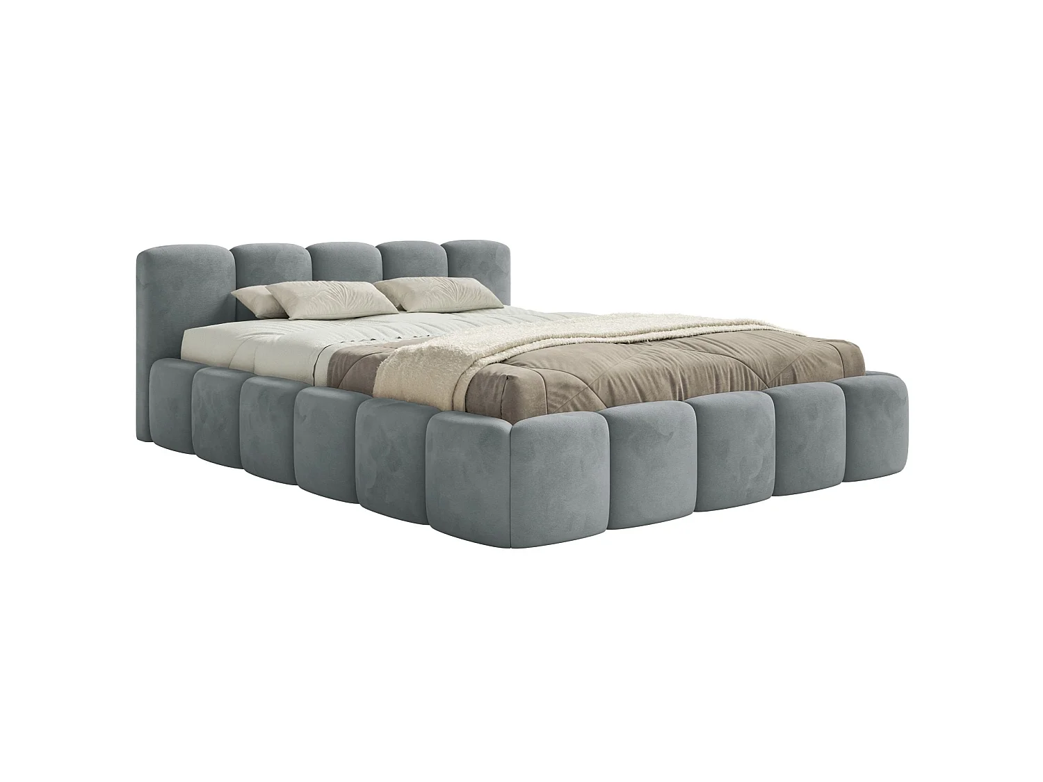 Gestoffeerd bed 120x200 – Fluweel Grijs – CLOUDY LOW