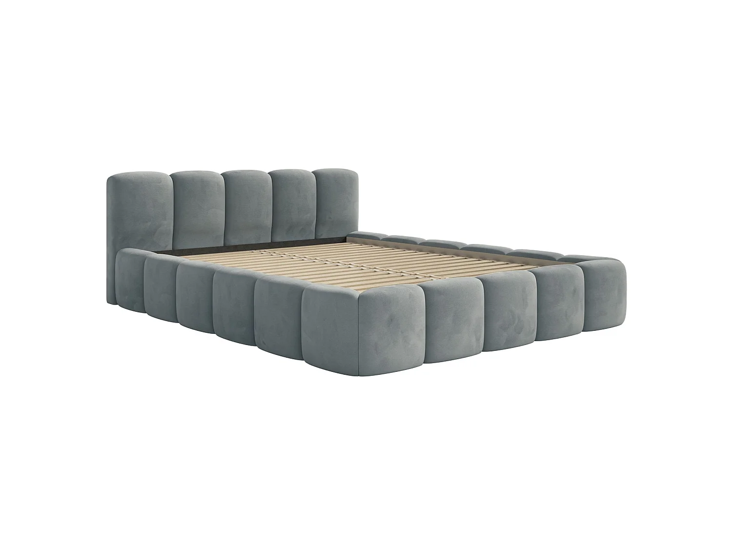 Gestoffeerd bed 120x200 – Fluweel Grijs – CLOUDY LOW