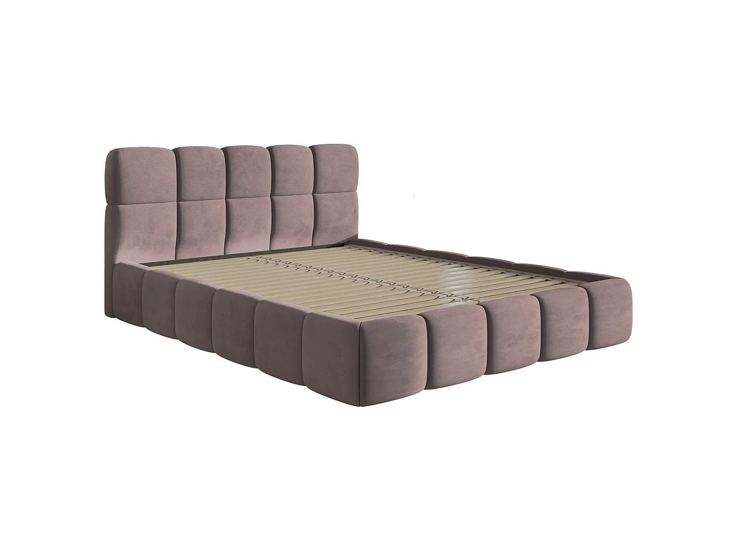 Gestoffeerd bed 120x200 – Fluweel Lichtroze – Cloudy