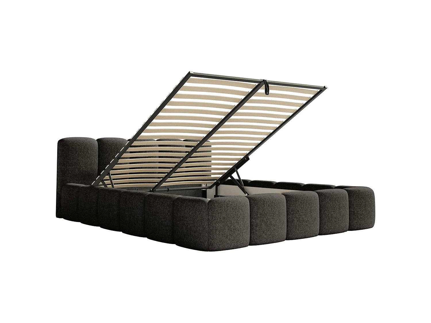 Lit rembourré 120x200 – avec coffre – Chenille Graphite – CLOUDY LOW