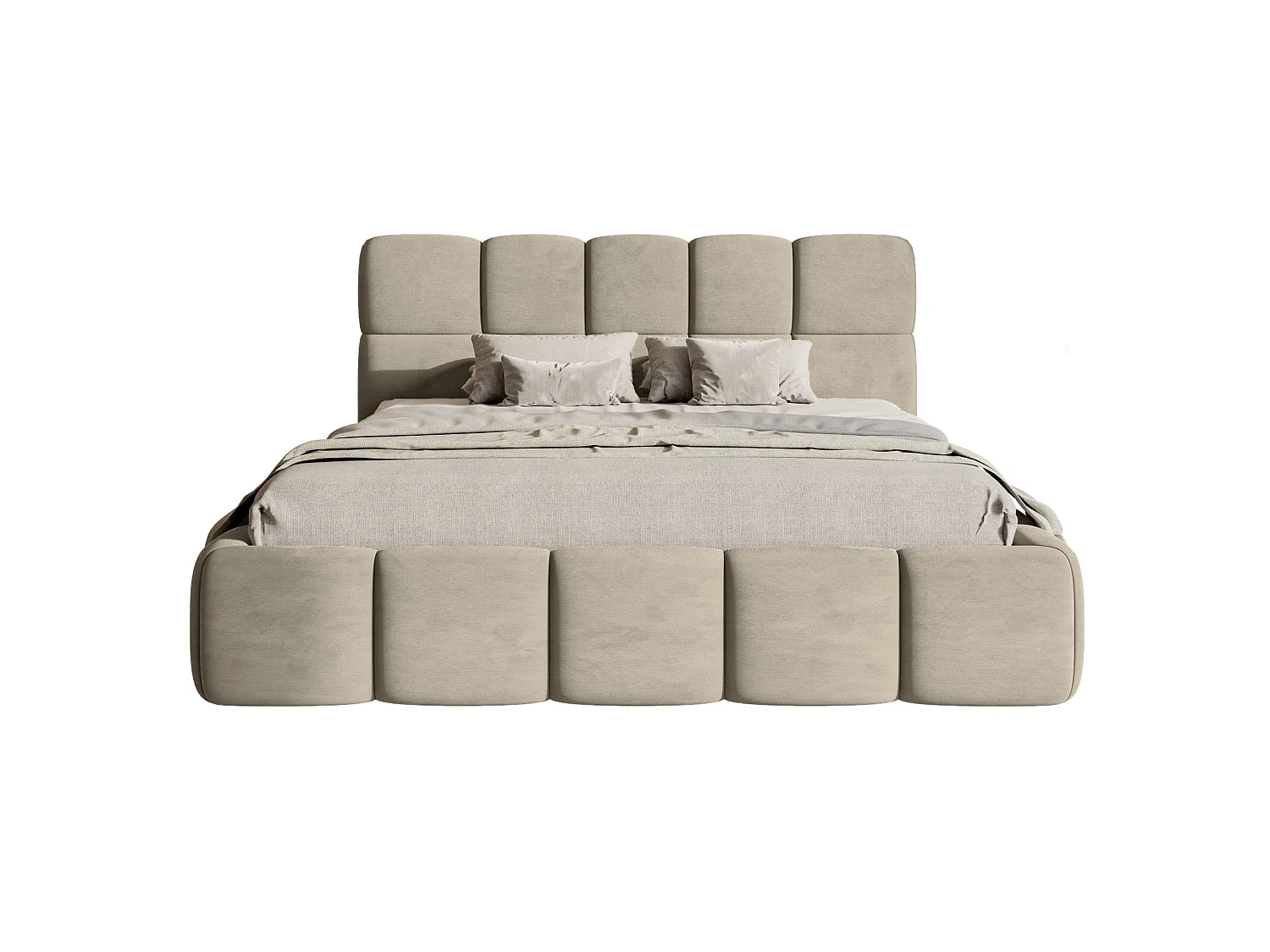 Lit rembourré 120x200 – Velours Beige gris – Cloudy
